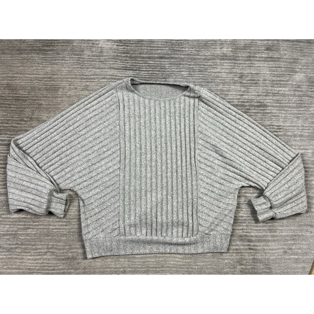 Emery Rose Sweater Womens XL Gray Long Sleeve Polyester Ribbed Casual